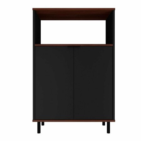 CELEBRACION Mosholu Accent Cabinet with 3 Shelves in Black & Nut Brown 40.78 x 26.57 x 14.17 in. CE1813554